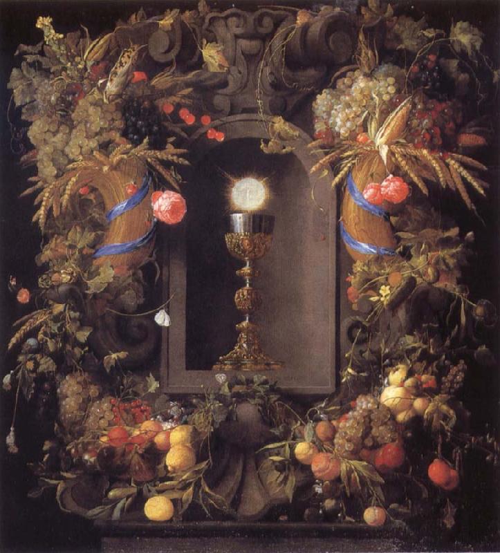 Jan Davidsz. de Heem Chalice and the host,surounded by garlands of fruit Sweden oil painting art